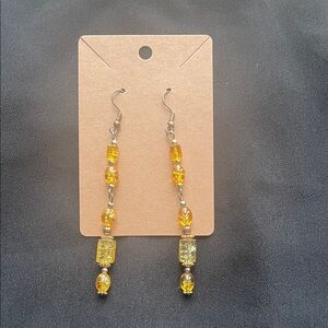 Chic Yellow Beaded Drop Earrings